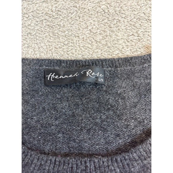 Hannah Rose Cashmere Large Gray Pink Heart Sweater Lightweight Preppy ‎ Casual - Picture 3 of 10